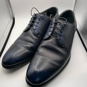 Men's Unique Blue-Black Leather Shoes